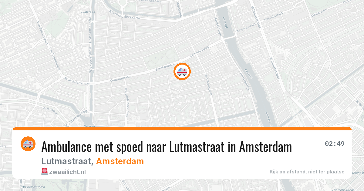 Ambulance met spoed naar Lutmastraat in Amsterdam — 15 aug 2026