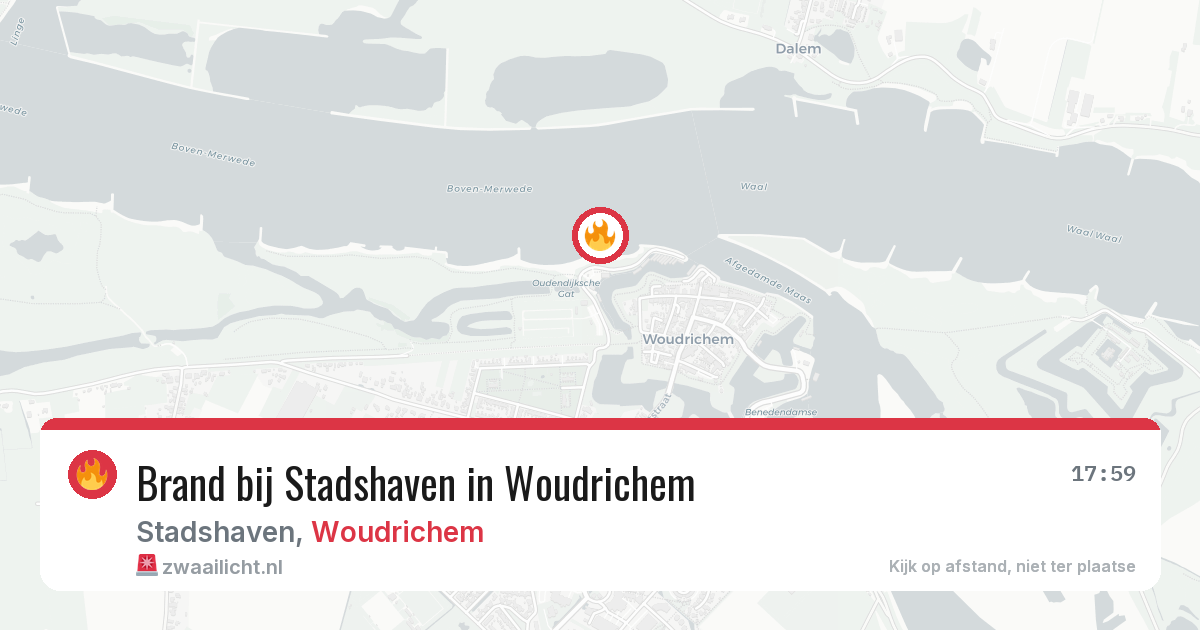 Brand bij Stadshaven in Woudrichem — 25 mei 2026