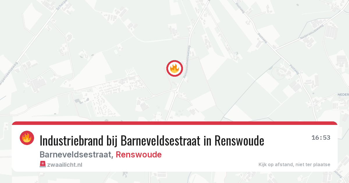 Industriebrand bij Barneveldsestraat in Renswoude — 1 jul 2026