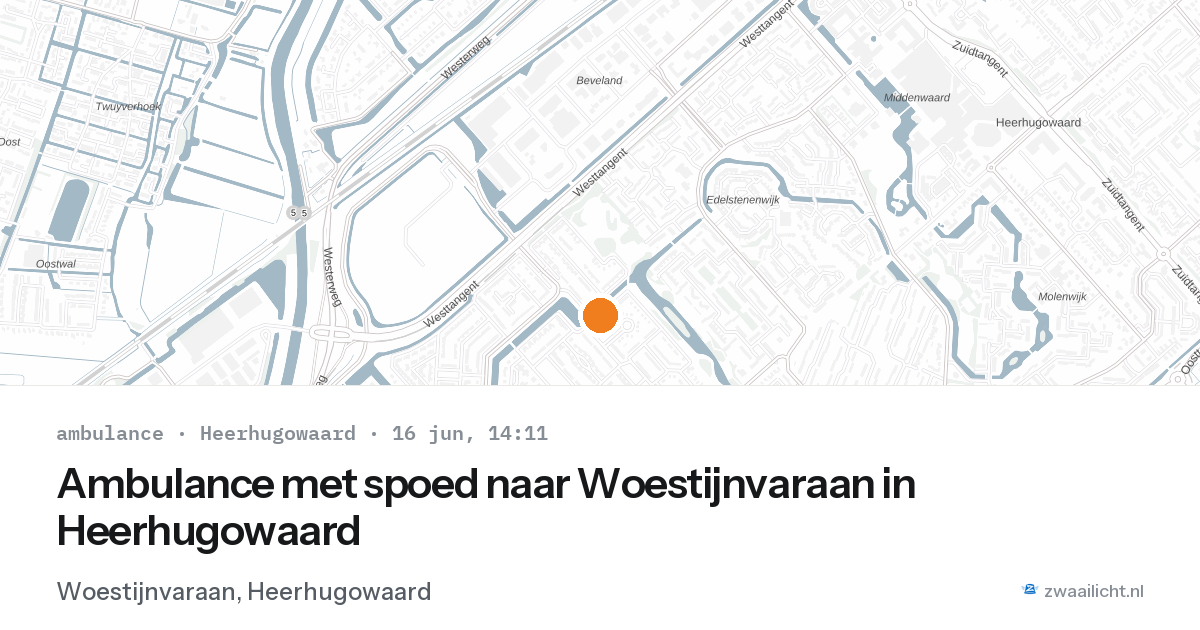 Ambulance met spoed naar Woestijnvaraan in Heerhugowaard — 16 jun 2026