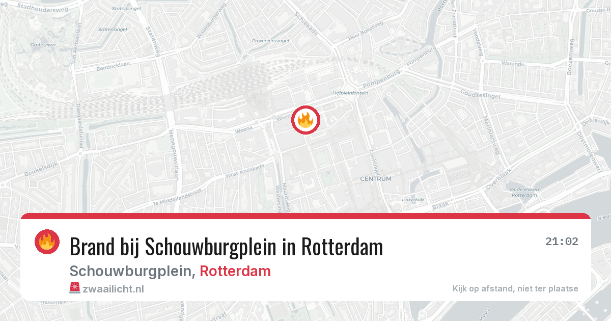 Brand bij Schouwburgplein in Rotterdam — 25 jul 2026