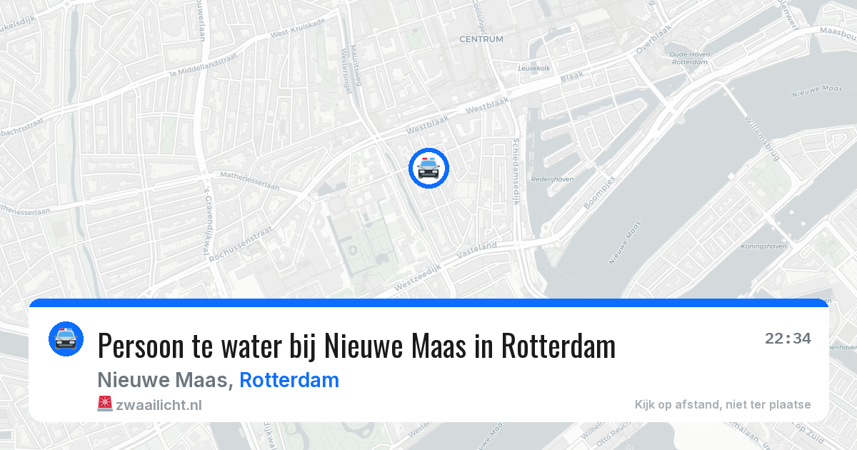 Persoon te water bij Nieuwe Maas in Rotterdam — 25 jun 2026