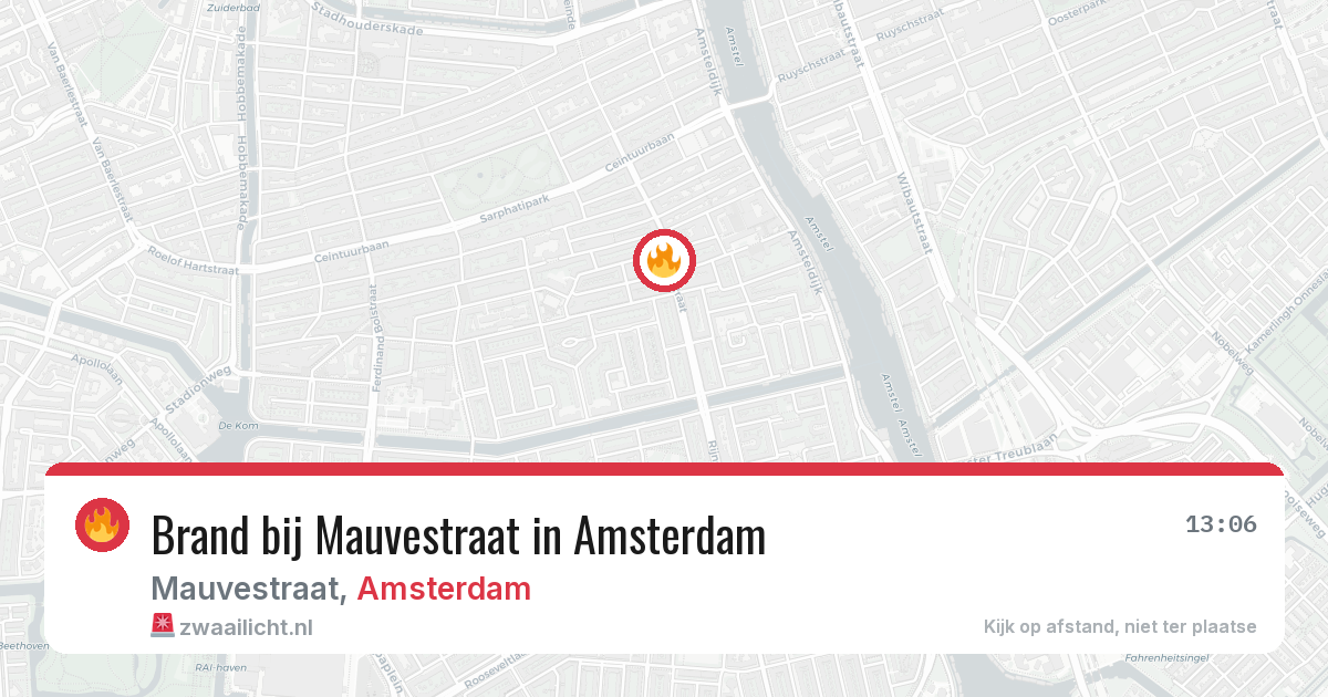 Brand bij Mauvestraat in Amsterdam — 10 mei 2026