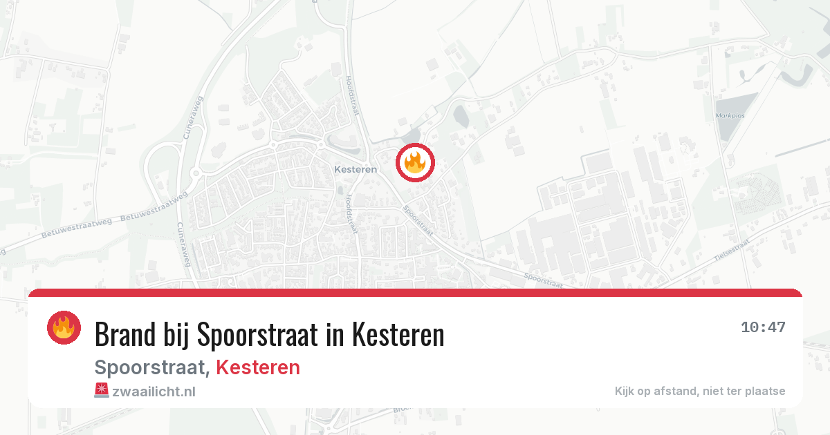 Brand bij Spoorstraat in Kesteren — 10 mrt 2026
