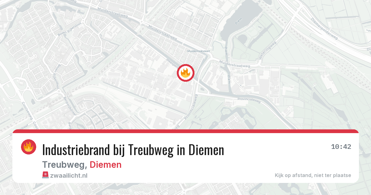Industriebrand bij Treubweg in Diemen — 19 jun 2026