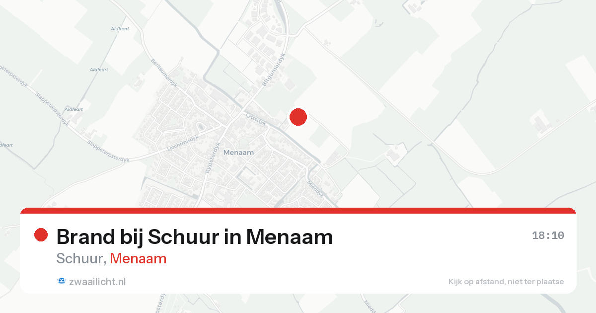 Brand bij Schuur in Menaam — 18 aug 2026