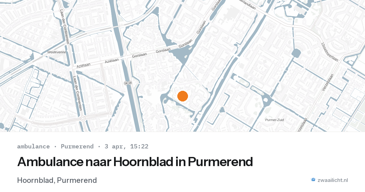 Ambulance naar Hoornblad in Purmerend — 3 apr 2026