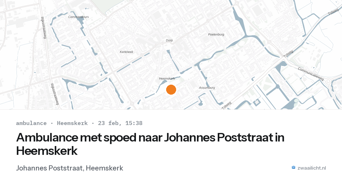 Ambulance met spoed naar Johannes Poststraat in Heemskerk — 23 feb 2026