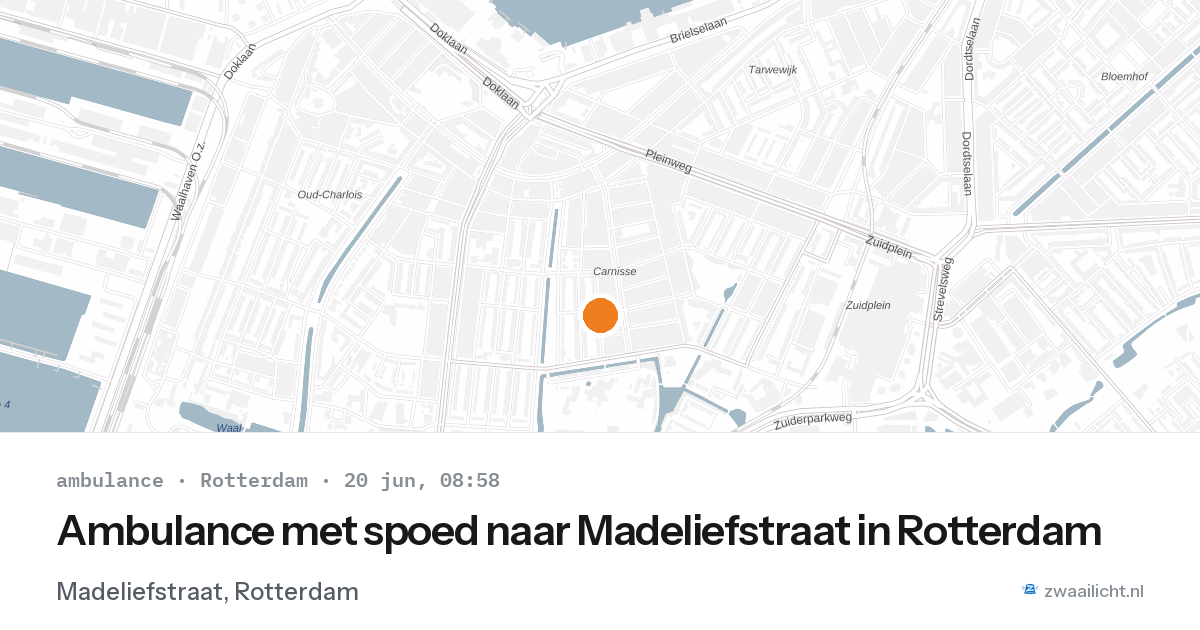 Ambulance met spoed naar Madeliefstraat in Rotterdam — 20 jun 2026