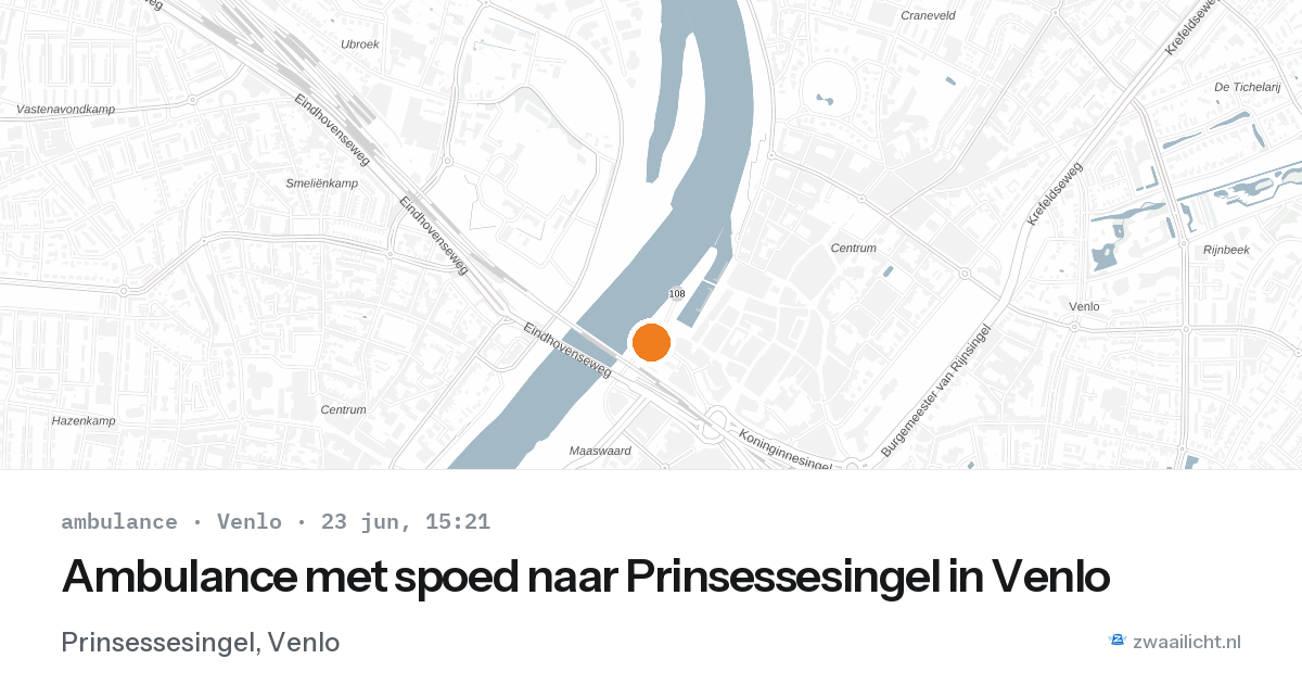 Ambulance met spoed naar Prinsessesingel in Venlo — 23 jun 2026