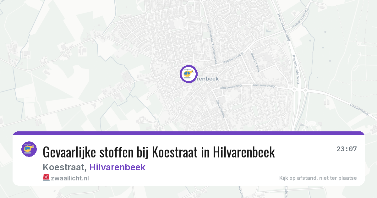 Gevaarlijke stoffen bij Koestraat in Hilvarenbeek — 30 jun 2026