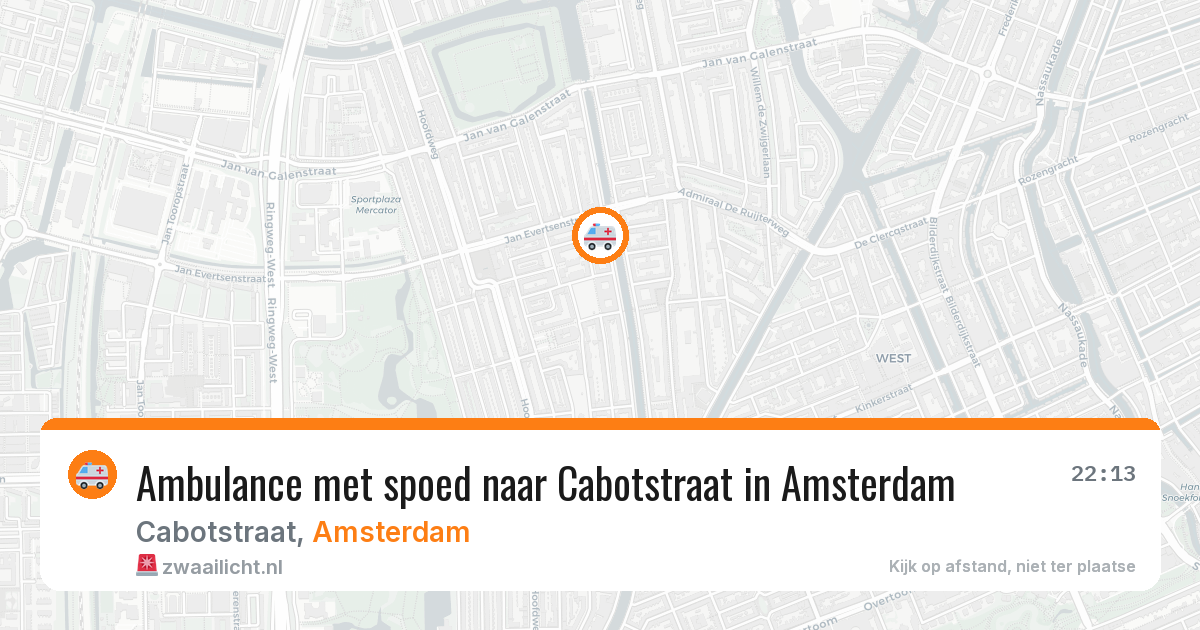 Ambulance met spoed naar Cabotstraat in Amsterdam — 31 mei 2026