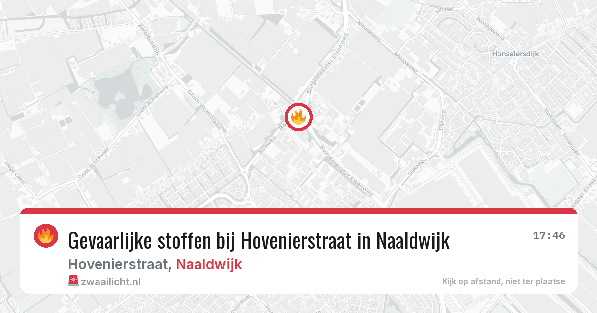 Gevaarlijke stoffen bij Hovenierstraat in Naaldwijk — 11 aug 2026