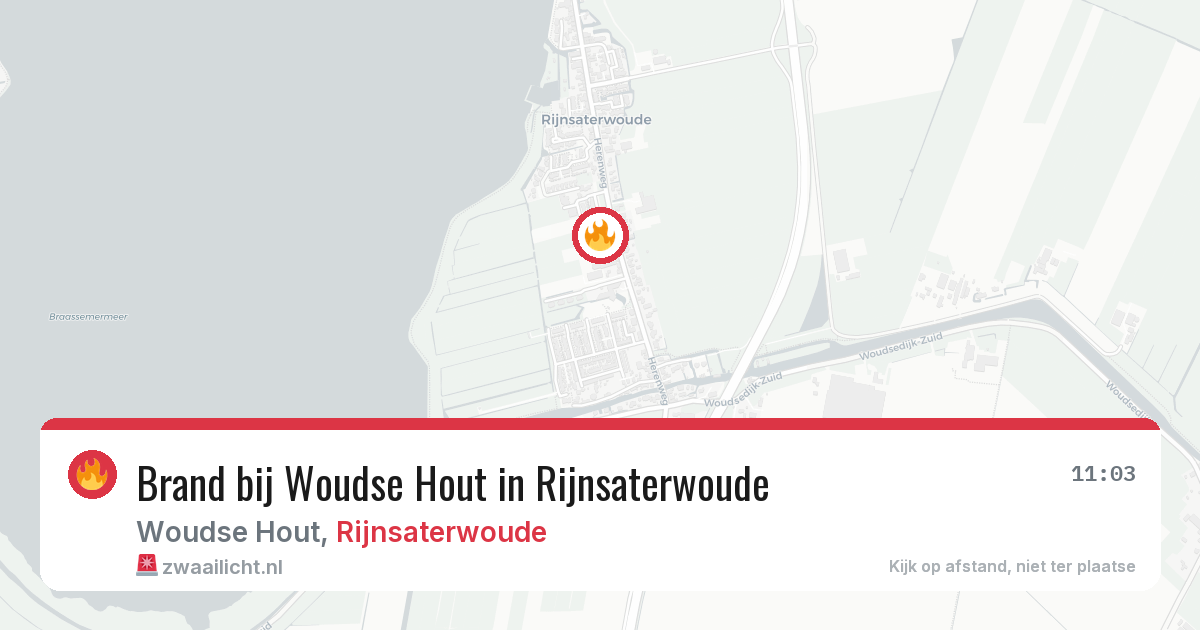 Brand bij Woudse Hout in Rijnsaterwoude — 29 apr 2026