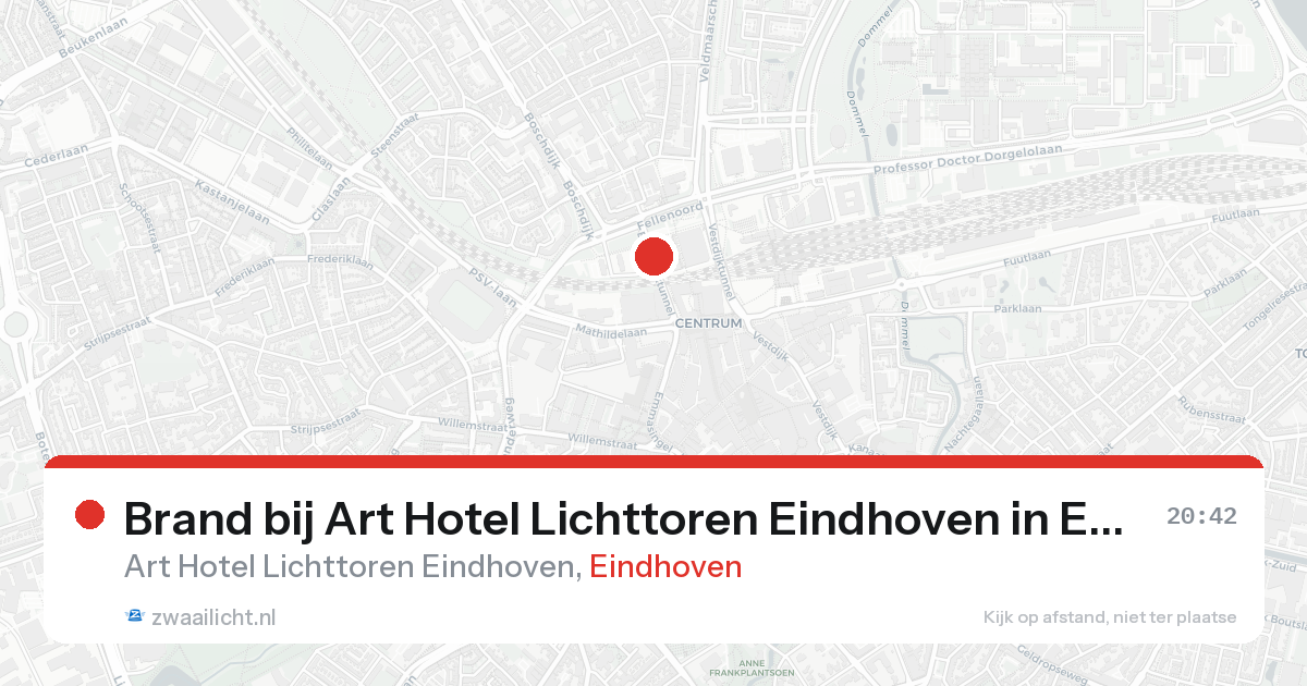 Brand bij Art Hotel Lichttoren Eindhoven in Eindhoven — 21 aug 2026