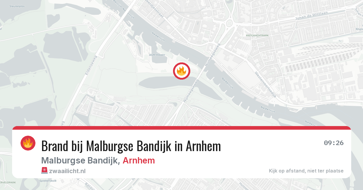 Brand bij Malburgse Bandijk in Arnhem — 29 jun 2026