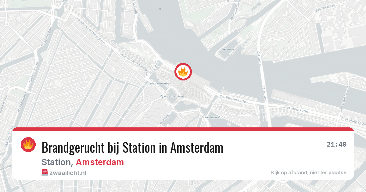 Brandgerucht bij Station in Amsterdam — 12 aug 2026