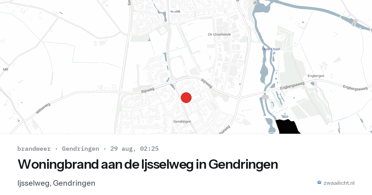 Woningbrand aan de Ijsselweg in Gendringen — 29 aug 2026
