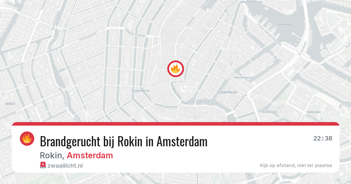 Brandgerucht bij Rokin in Amsterdam — 19 jun 2026