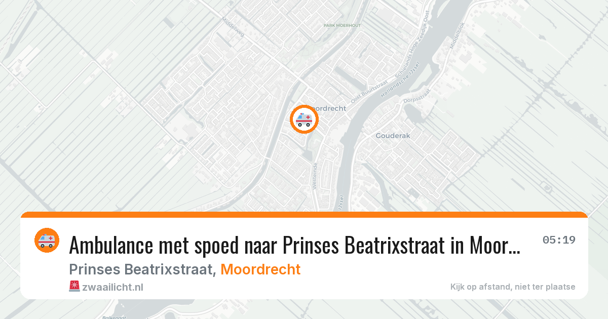 Ambulance met spoed naar Prinses Beatrixstraat in Moordrecht — 7 jun 2026