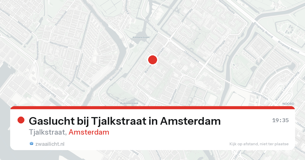 Gaslucht bij Tjalkstraat in Amsterdam — 22 aug 2026