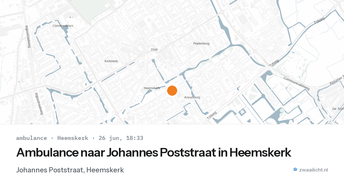 Ambulance naar Johannes Poststraat in Heemskerk — 26 jun 2026