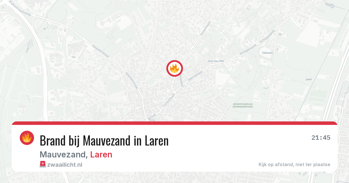 Brand bij Mauvezand in Laren — 5 jul 2026