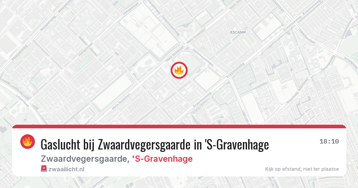 Gaslucht bij Zwaardvegersgaarde in 'S-Gravenhage — 10 jun 2026