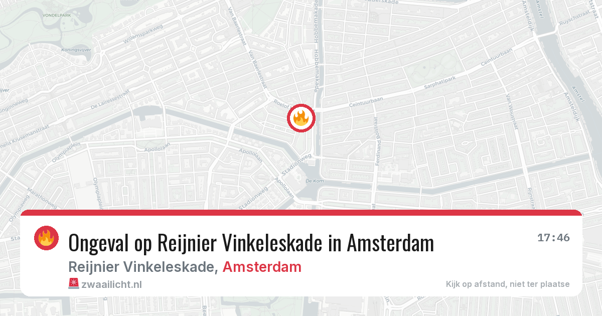 Ongeval op Reijnier Vinkeleskade in Amsterdam — 9 aug 2026