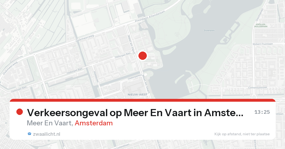Verkeersongeval op Meer En Vaart in Amsterdam — 17 aug 2026