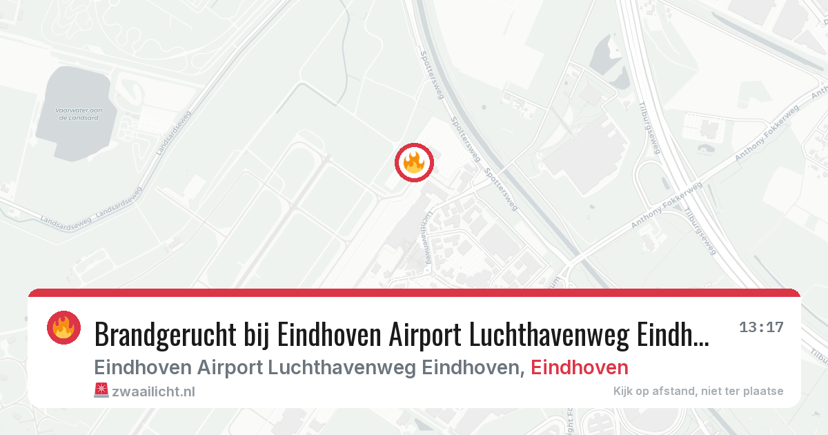 Brandgerucht bij Eindhoven Airport Luchthavenweg Eindhoven in Eindhoven — 6 jul 2026