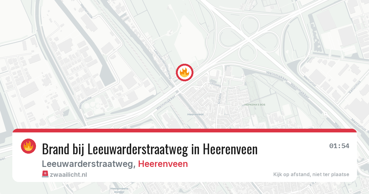 Brand bij Leeuwarderstraatweg in Heerenveen — 19 jun 2026