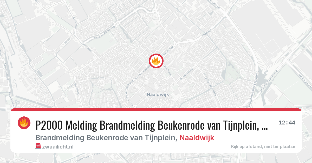 P2000 Melding Brandmelding Beukenrode van Tijnplein, Naaldwijk — 8 feb 2026