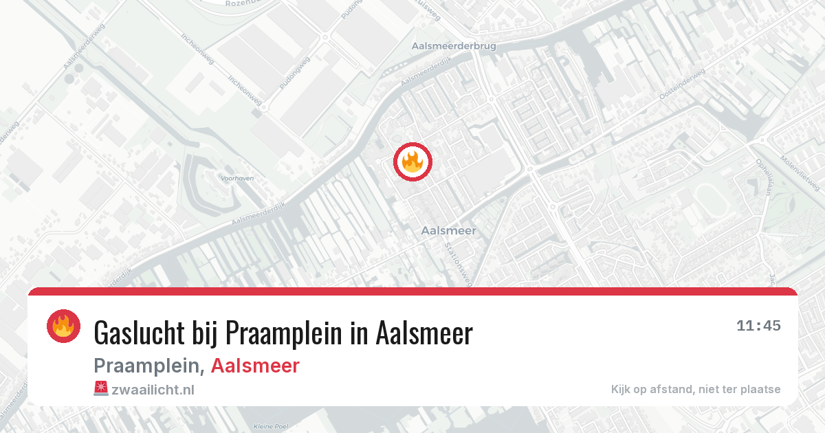 Gaslucht bij Praamplein in Aalsmeer — 24 jun 2026