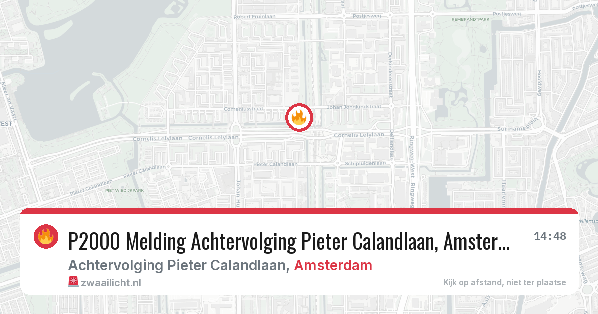 P2000 Melding Achtervolging Pieter Calandlaan, Amsterdam — 8 feb 2026