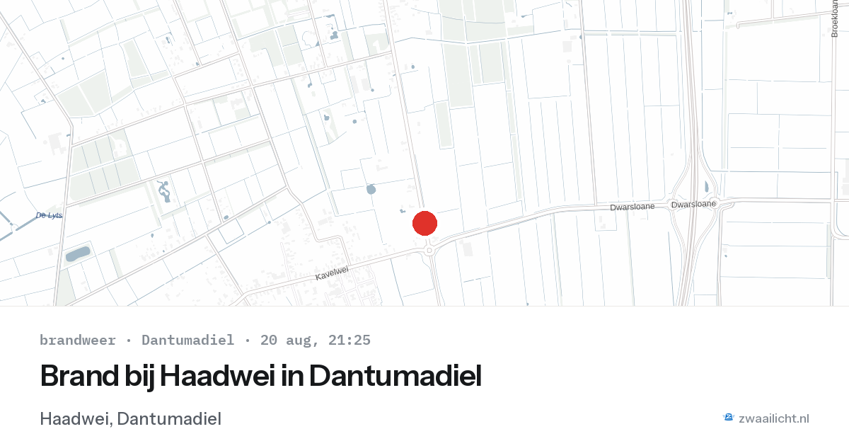 Brand bij Haadwei in Dantumadiel — 20 aug 2026