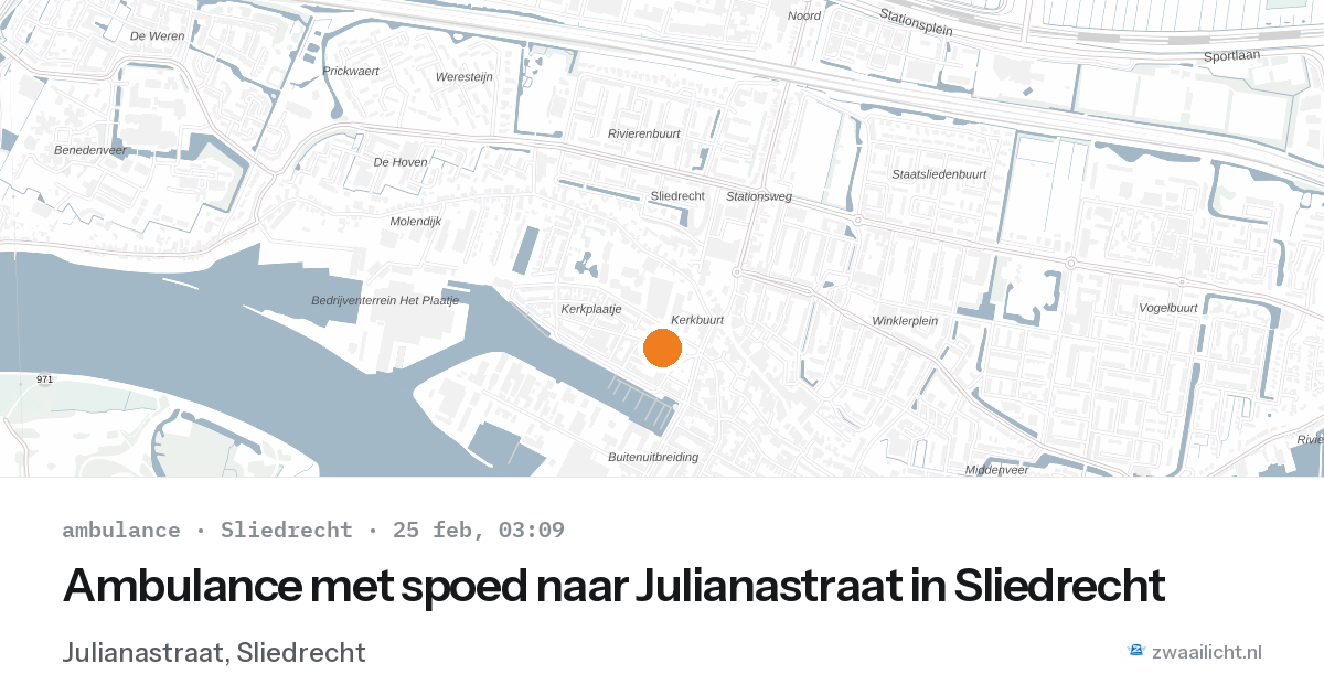 Ambulance met spoed naar Julianastraat in Sliedrecht — 25 feb 2026