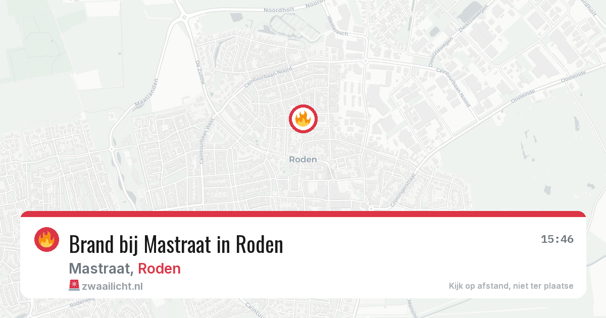 Brand bij Mastraat in Roden — 10 mei 2026