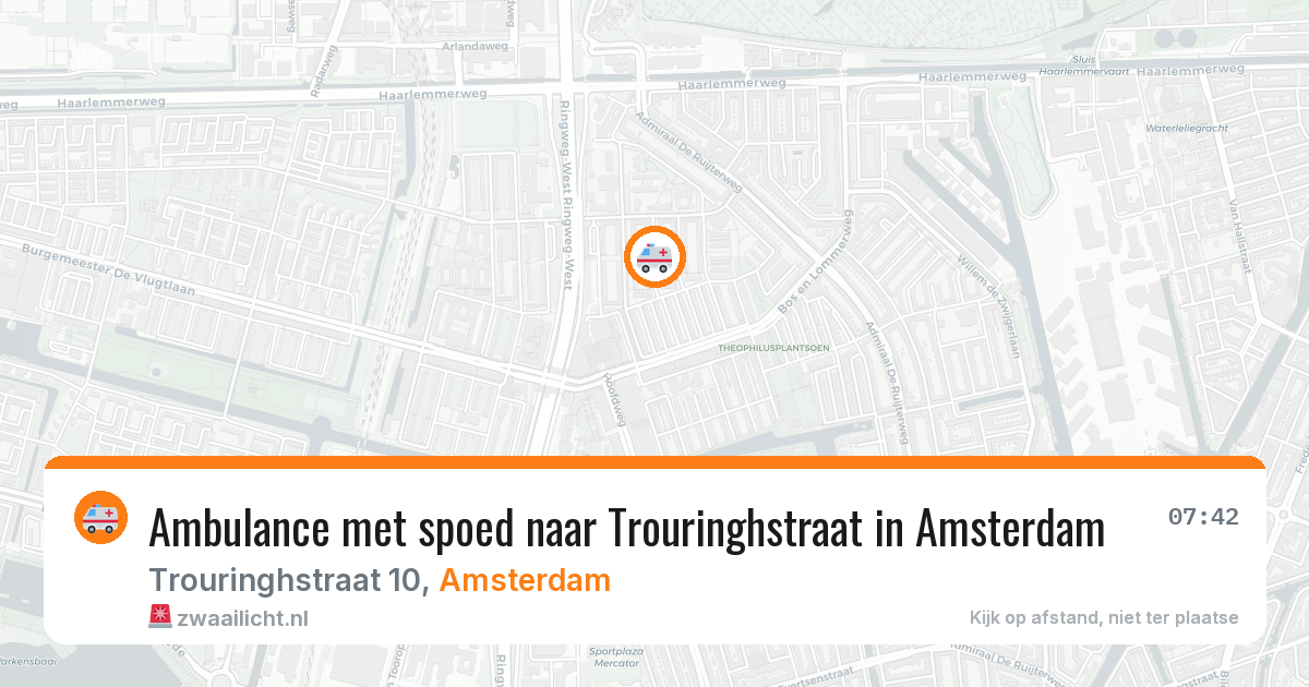 Ambulance met spoed naar Trouringhstraat in Amsterdam — 27 jun 2026