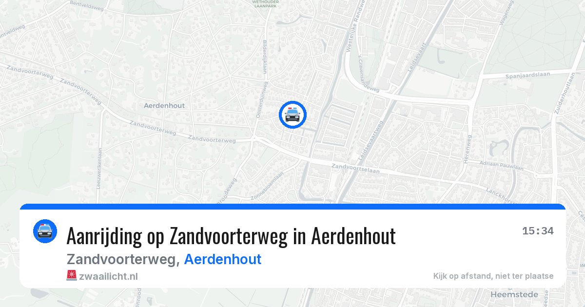 Aanrijding op Zandvoorterweg in Aerdenhout — 21 jun 2026