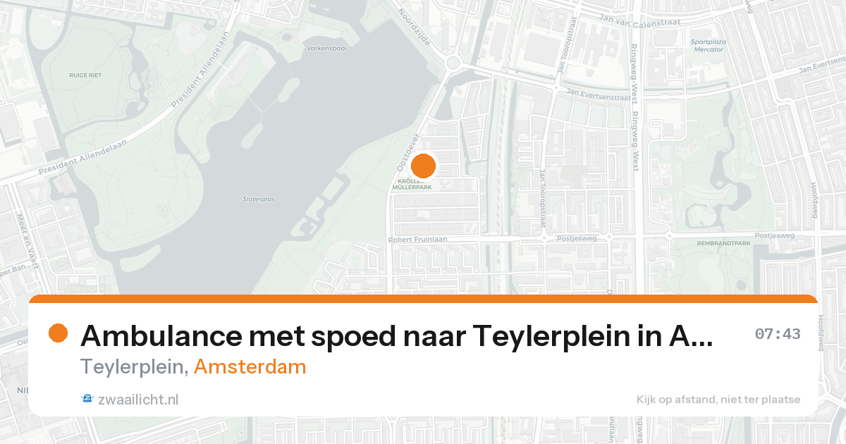 Ambulance met spoed naar Teylerplein in Amsterdam — 21 aug 2026
