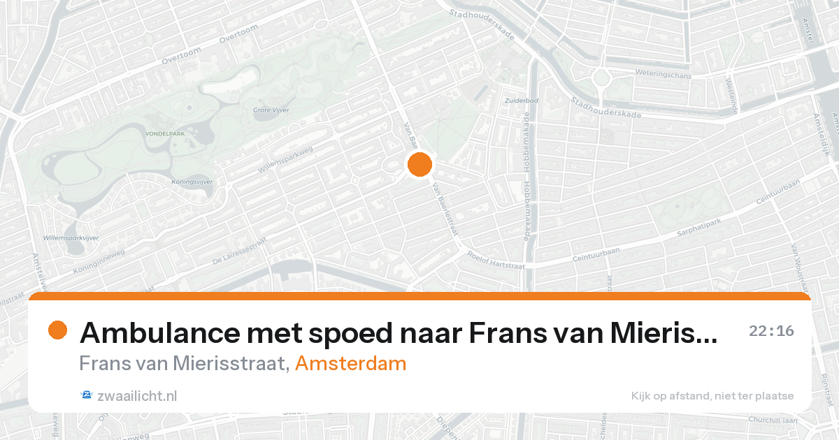 Ambulance met spoed naar Frans van Mierisstraat in Amsterdam — 22 aug 2026