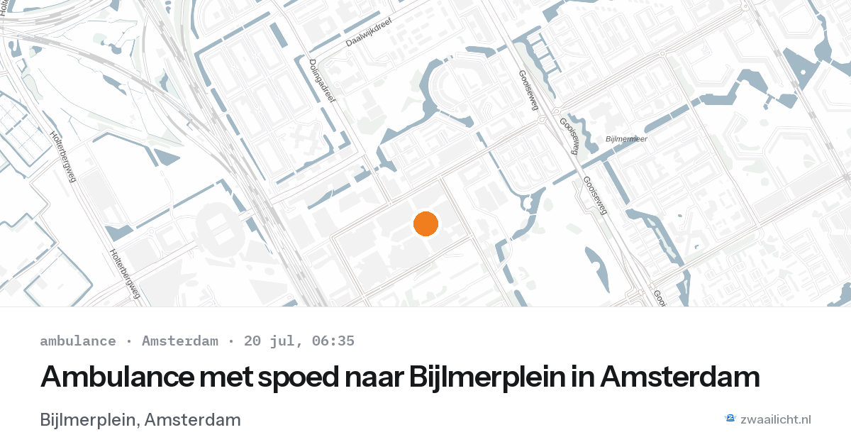 Ambulance met spoed naar Bijlmerplein in Amsterdam — 20 jul 2026