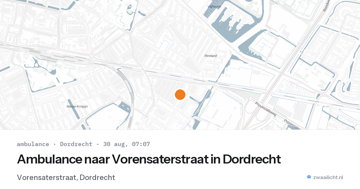 Ambulance naar Vorensaterstraat in Dordrecht — 30 aug 2026