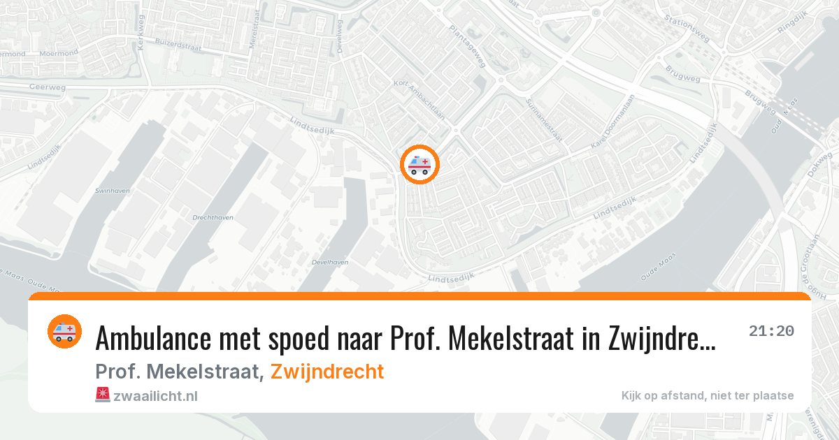 Ambulance met spoed naar Prof. Mekelstraat in Zwijndrecht — 9 aug 2026