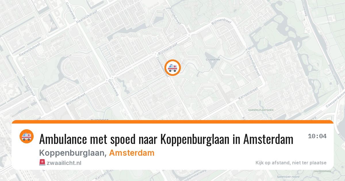Ambulance met spoed naar Koppenburglaan in Amsterdam — 9 aug 2026