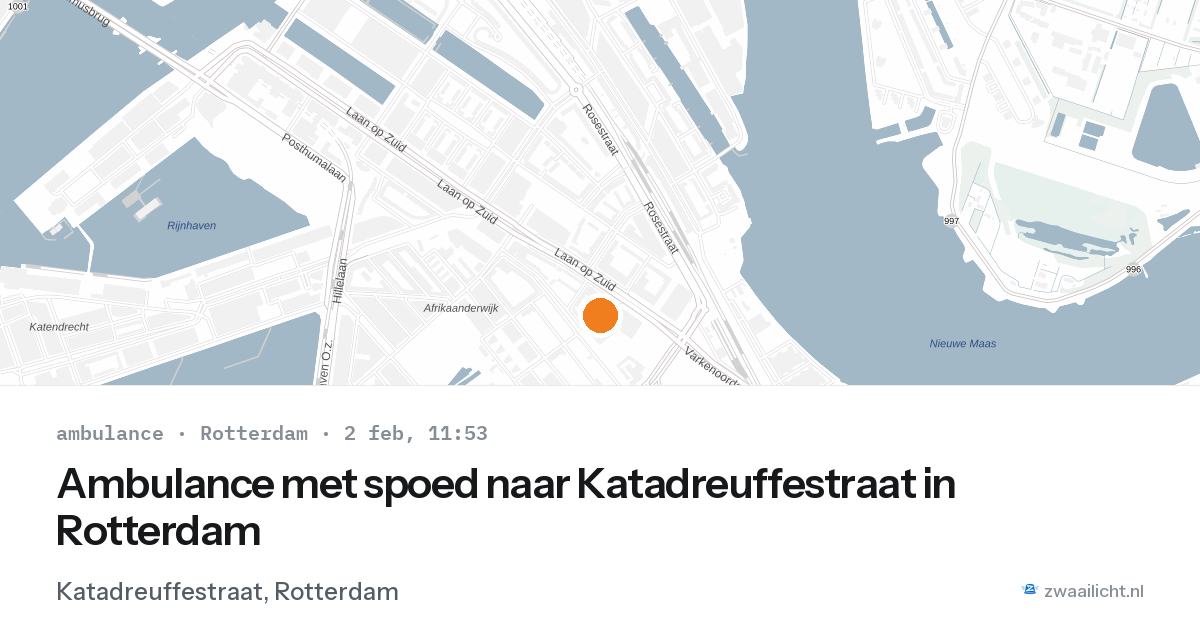 Ambulance met spoed naar Katadreuffestraat in Rotterdam — 2 feb 2026