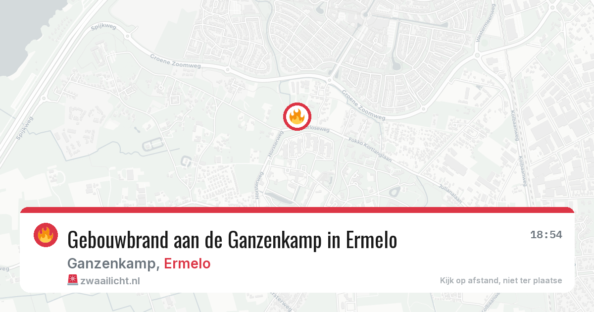 Gebouwbrand aan de Ganzenkamp in Ermelo — 12 jun 2026