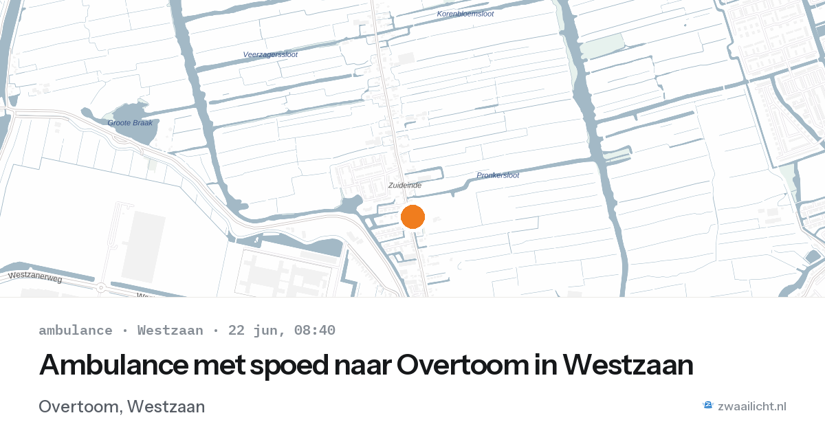 Ambulance met spoed naar Overtoom in Westzaan — 22 jun 2026