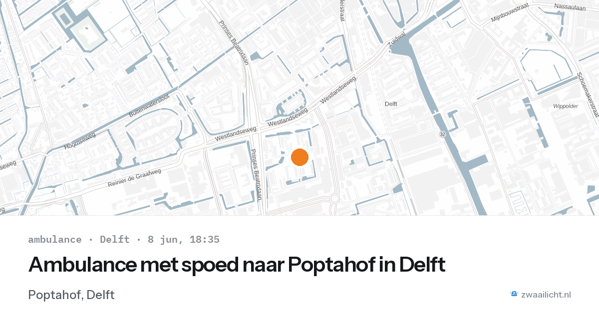 Ambulance met spoed naar Poptahof in Delft — 8 jun 2026
